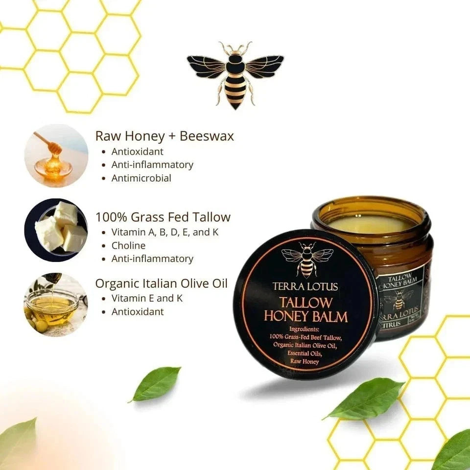 2-Pack Terra Lotus Tallow Honey Balm Citrus Daily Body Moisturizer Skin Care