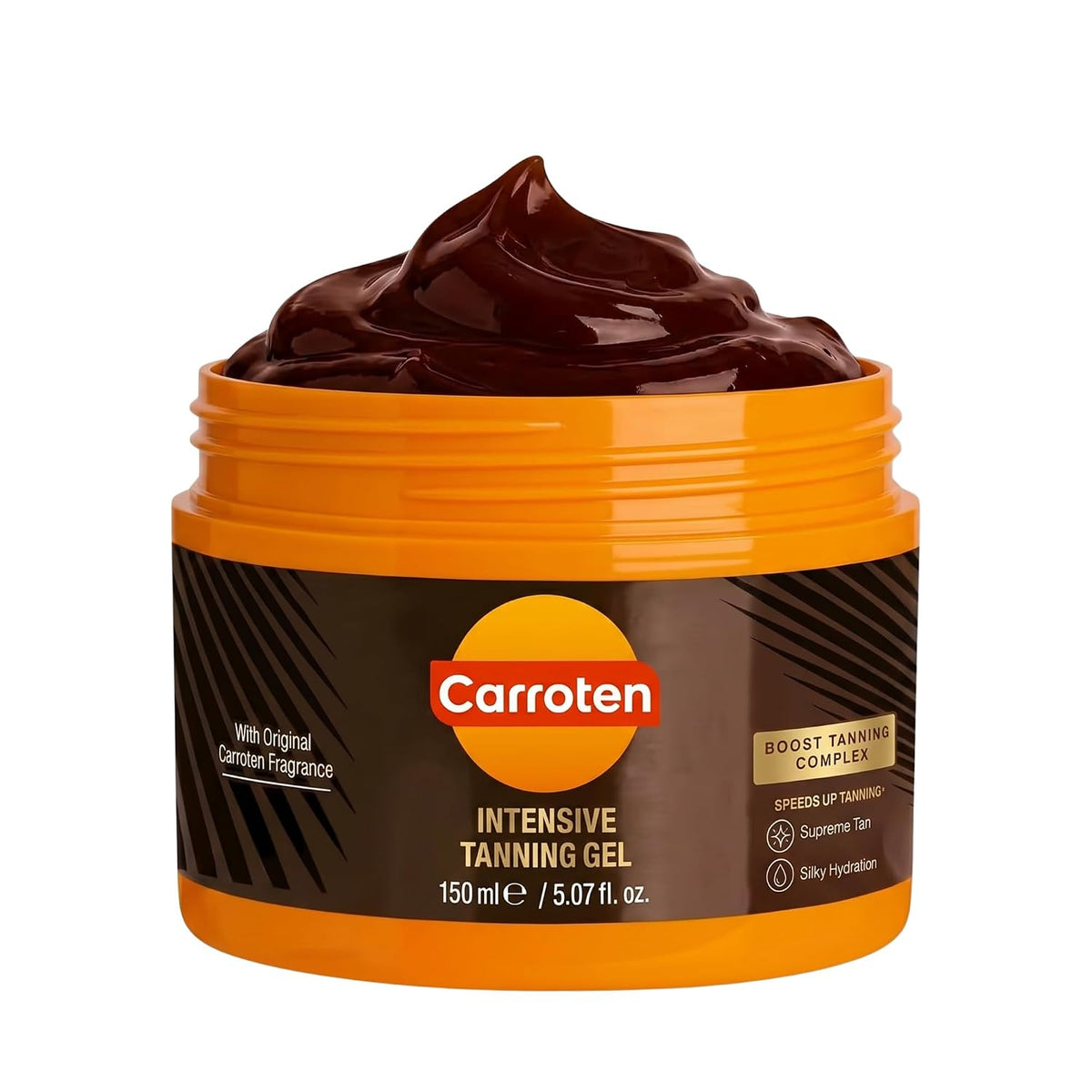Carroten Intensive Tanning Gel | Browning Tan Accelerator | Non-Greasy, Water-Resistant with Carrot and Coconut Oil | Vitamin A & E For Moisture & Hydration | Made in Greece | 5 oz + Spatula