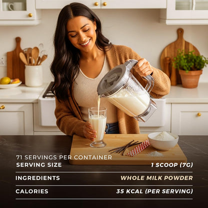 Gya Tea Co Whole Milk Powder 1.1lb (17.64 Oz) - Pasture Raised Source, rBST Hormone Free, Non-GMO - Shelf Stable Premium Grade Powdered Milk for Baking, Cooking, Smoothies - Rich in Protein & Calcium