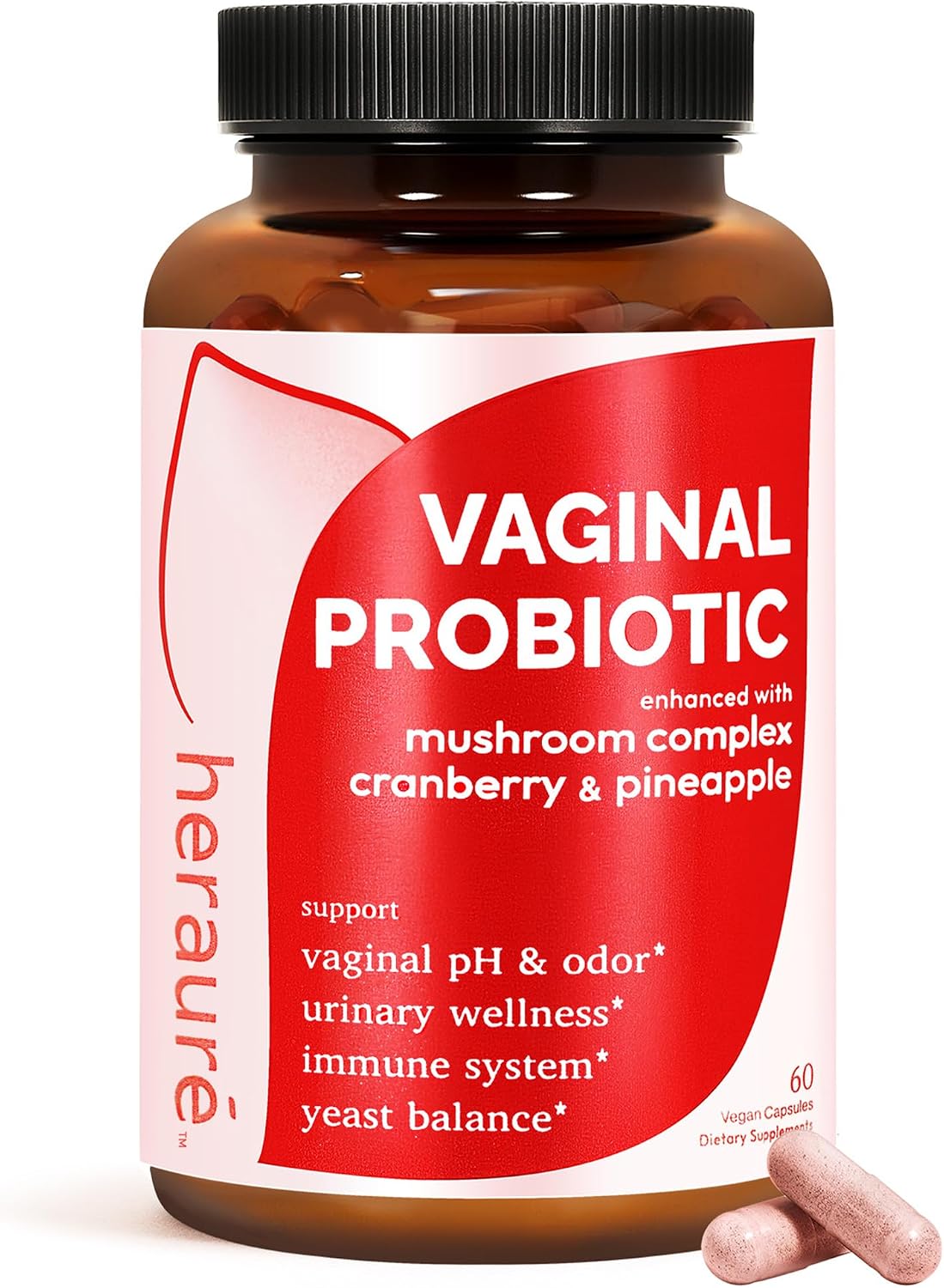 HerAure Vaginal Probiotics for Women - pH Balance, Healthy Vaginal Odor, Vaginal Flora, Yeast Balance, Women Probiotics and Prebiotics, Immune Support - Prebiotics & Lactobacillus Probiotic,60CT