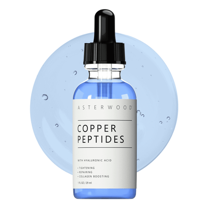 Asterwood Copper Peptides Serum for Face - Tightening, Repairing, Collagen Boosting - with GHK-Cu and Hyaluronic Acid - Fragrance-Free - 2 Fl Oz