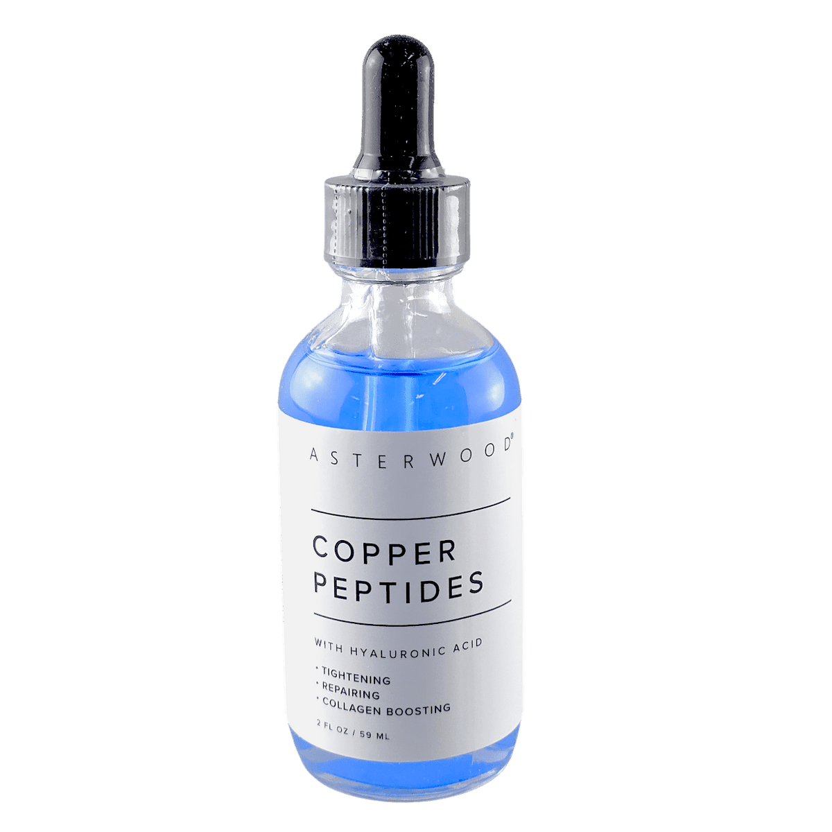 Asterwood Copper Peptides Serum for Face - Tightening, Repairing, Collagen Boosting - with GHK-Cu and Hyaluronic Acid - Fragrance-Free - 2 Fl Oz