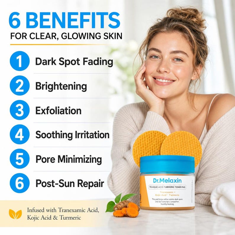 Dr.Melaxin TX-Kojic Acid Turmeric Toner Pads | Radiance Glow Routine
