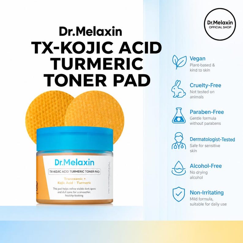Dr.Melaxin TX-Kojic Acid Turmeric Toner Pads | Radiance Glow Routine