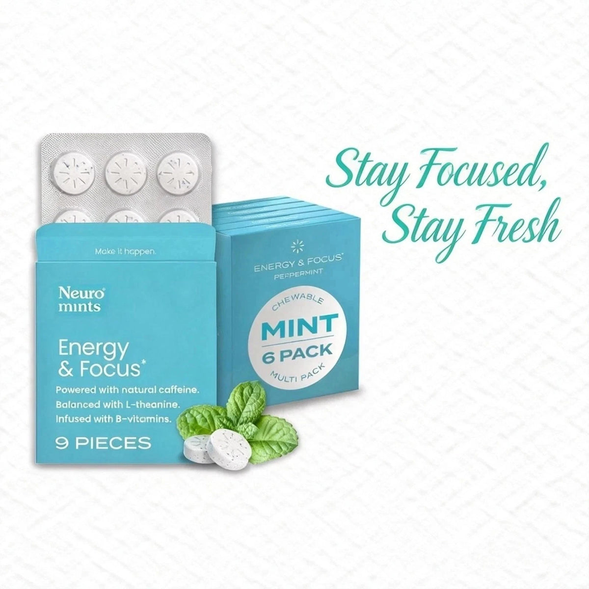 10 x 120 Pieces Neuro Mints Energy and Focus 120 Pieces - Peppermint
