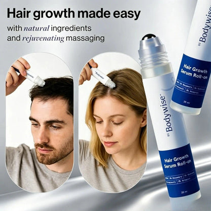 Bodywise Hair Growth Roll-On Serum – 3% Rosemary , Precision Scalp Applicator