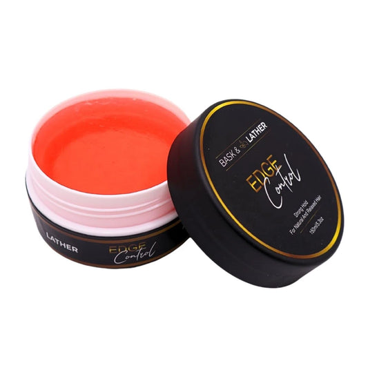 BASK  LATHER Strong Hold Edge Control Gel w/Castor Oil, Non-Greasy, Non-Flaking