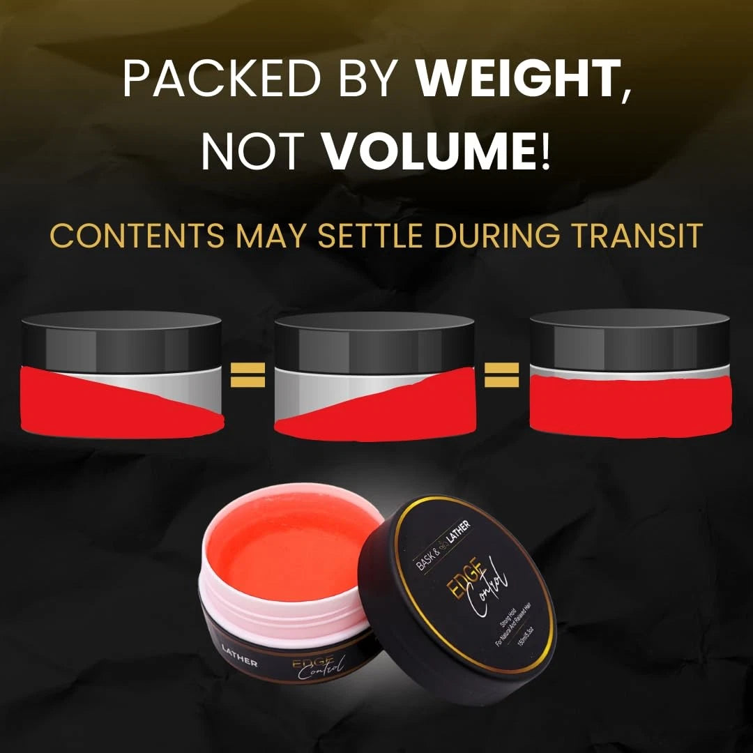 BASK  LATHER Strong Hold Edge Control Gel w/Castor Oil, Non-Greasy, Non-Flaking