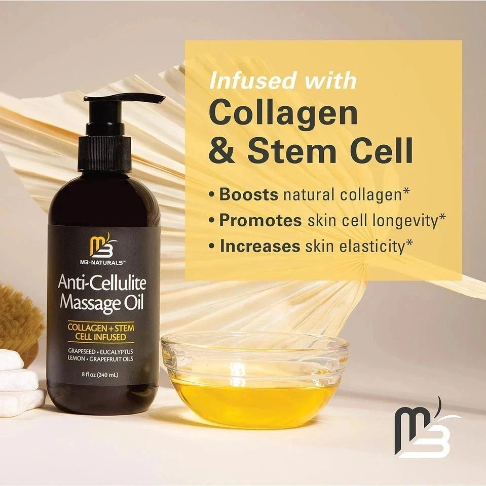 M3 Naturals Anti-Cellulite Oil w/ Collagen & Stem Cell, 8 fl oz