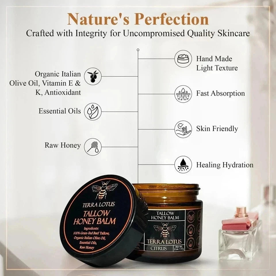 2-Pack Terra Lotus Tallow Honey Balm Citrus Daily Body Moisturizer Skin Care