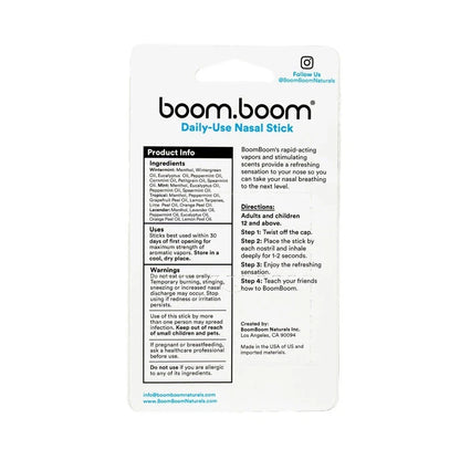 GENUINE BoomBoom Nasal Stick Assorted (4 Pack) Boosts Focus Enhances Breathing