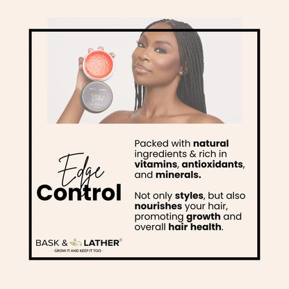 BASK  LATHER Strong Hold Edge Control Gel w/Castor Oil, Non-Greasy, Non-Flaking