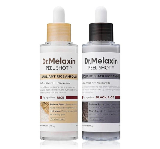 NEW Dr.Melaxin Peel Shot Glow White and Black Rice Ampoule Duo FREE SHIPPING US