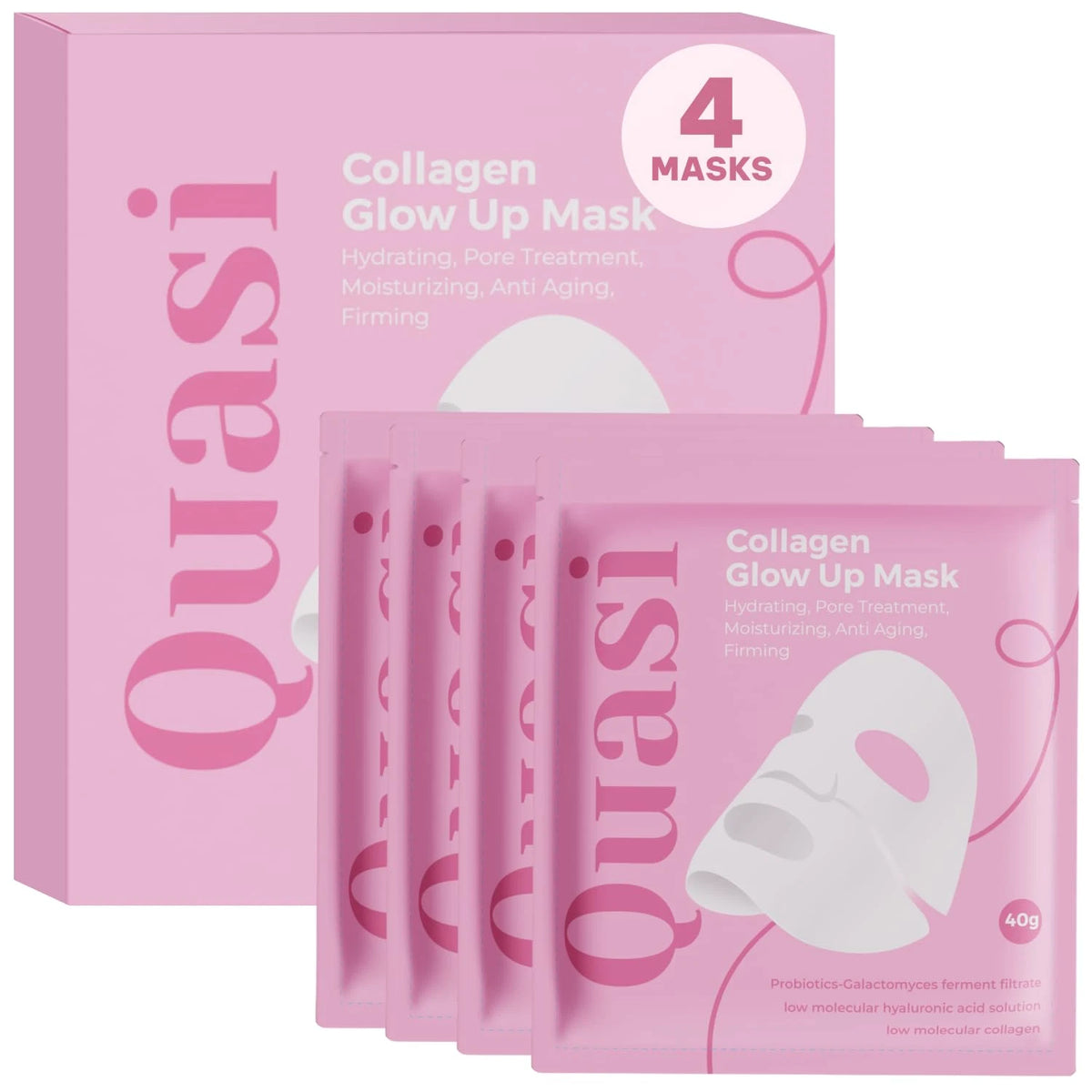 4x Quasi collagen glow up viral face mask hydrating firming Korean anti aging
