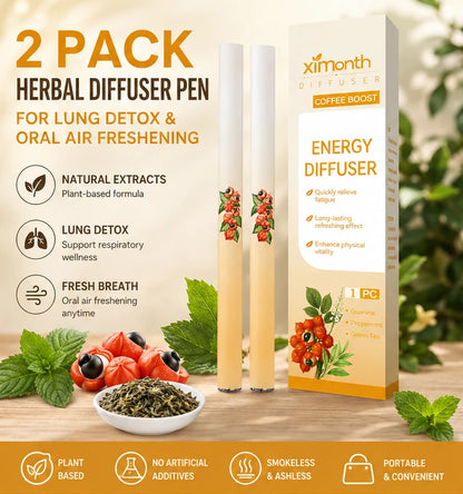 2 Pack Ximonth Herbal Diffuser Pen, Lung Detox & Oral Air Freshener