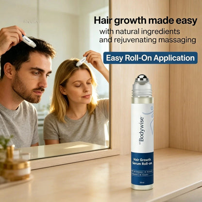 Bodywise Hair Growth Roll-On Serum – 3% Rosemary , Precision Scalp Applicator