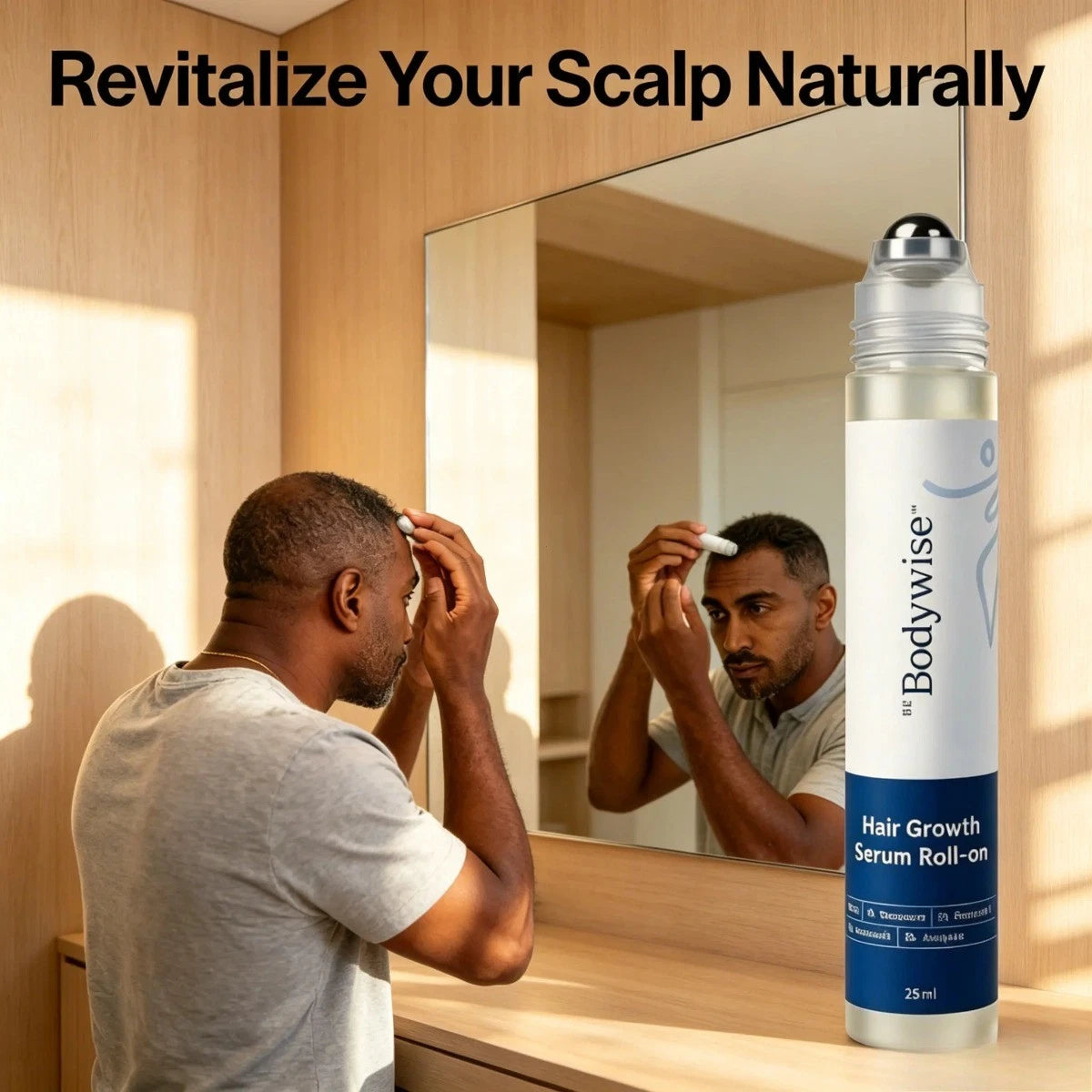 Bodywise Hair Growth Roll-On Serum – 3% Rosemary , Precision Scalp Applicator