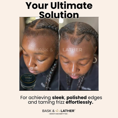 BASK  LATHER Strong Hold Edge Control Gel w/Castor Oil, Non-Greasy, Non-Flaking