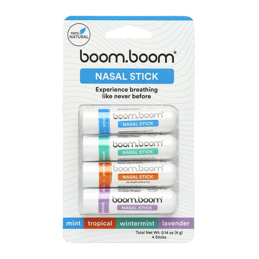 GENUINE BoomBoom Nasal Stick Assorted (4 Pack) Boosts Focus Enhances Breathing