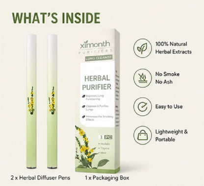 2 Pack Ximonth Herbal Diffuser Pen, Lung Detox & Oral Freshener